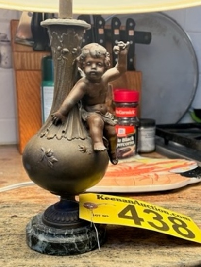 AUGUST MOREAU GILT BRONZE ANGEL TABLE LAMP