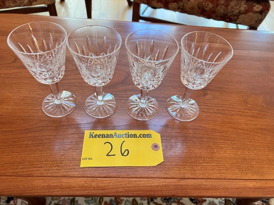 TIMES THE MONEY: (4) WATERFORD CRYSTAL LISMORE WINE GLASSES