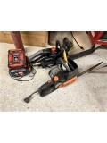 LOT: DR CORDLESS 62V CHAINSAW W/ BATTERY & CHARGER, ELECTRIC CORDED CHAINSAW,