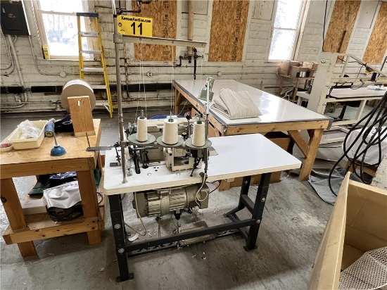 FLOOR 1: MITSUBISHI LT2-2230, S/N: MITW 2Y2437, 135 X 5 SEWING MACHINE STATION, 3PH, W/CHAIR