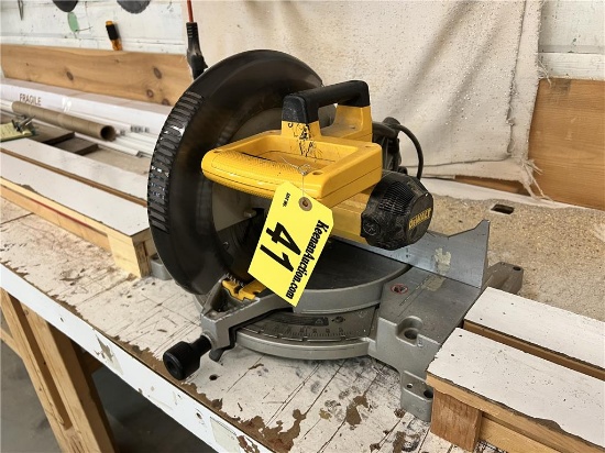 FLOOR 1: DEWALT DW705 12" COMPOUND MITER SAW W/ EXTRA SAW BLADE & ABRASIVE BLADE