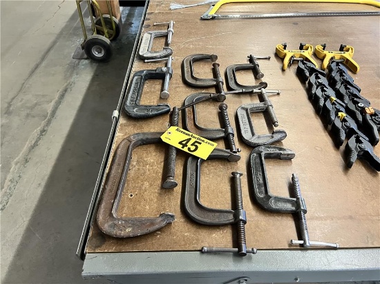 FLOOR 1: (9) ASSORTED C-CLAMPS: 4", 5", 6" & 8"