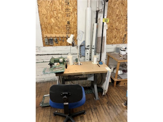 FLOOR 2: UNITED STATES BLIND STITCH CHANDLER SEWING MACHINE STATION, 3PH, W/ CHAIR