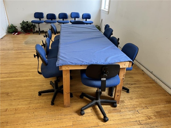 FLOOR 2: CONTENTS OF BREAK ROOM: 15-CHAIRS, MICROWAVE, GLASS TOP DESK & TABLE
