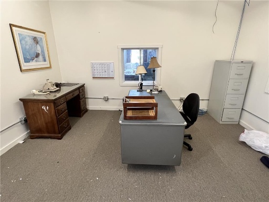 FLOOR 2: CONTENTS OF OFFICE: CHECK WRITER, DESKS, PAPER FILE, FILE CABINET