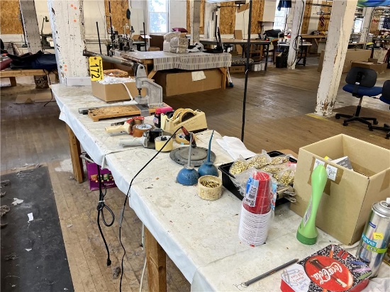 FLOOR 2: LOT: CONTENTS ON SHELF: GROMMET PUNCH, TAPE GUNS, HOT KNIFE, GROMMETS, MISC. SUPPLIES