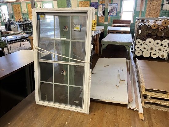 FLOOR 3: NEW CONSTRUCTION 46" X 60" DOUBLE HUNG VINYL WINDOW WITH (2) INTERIOR HOLLOW CORE DOORS