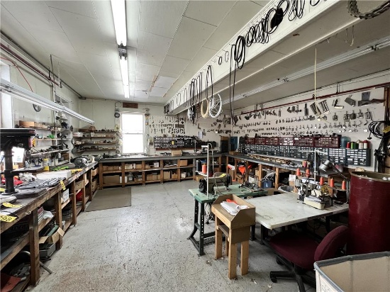 FLOOR 2: REMAINING CONTENTS ON 3 WALLS, UNDER & ON-TOP OF BENCHES: FOLDERS & BINDERS, MACHINE PARTS