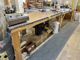 FLOOR 1: (3) WOODEN WORK TABLES: (2) 8'X45