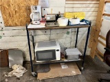 FLOOR 1: LOT: 2-COFFEE MAKERS, 2-SLICE TOASTERS, 2-MICROWAVES, ASSORTED KITCHEN UTENSILS,