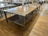 FLOOR 2: 12' X 5' FABRIC CUTTING TABLE, (2) SECTION, W/(2) OB MASCO SUPER SIZEMASTER PNEUMATIC