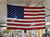 FLOOR 2: LOT OF 5-ASSORTED FLAGS: (3) MAINE FLAGS, (1) UKRAINE FLAG & (1) 3' X 5' AMERICAN FLAG
