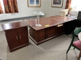 FLOOR 2: TABLE W/ 4-CHAIRS & MATCHING 2-DOOR CABINET & LAMP