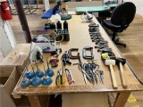 FLOOR 2: MISC. LOT: STAPLERS, HAND TOOLS, OILERS, IRONS, SPOOL THREAD, SHEERS, LIGHT, LAMPS