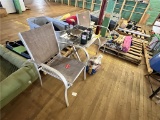 FLOOR 3: LOT: PATIO SET (3-PC) WITH GRILLING UTENSILS AND CHARCOALS, CAMP CHAIRS