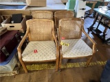 FLOOR 3: SET OF 4 MESH-BACK WOODEN CHAIRS ON CASTERS