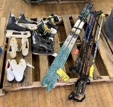 FLOOR 3: LOT: CROSS COUNTRY SKIS AND ASSORTED HOCKEY SKATES AND ICE SKATES