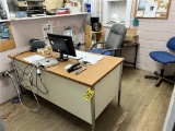 FLOOR 1: CONTENTS OF OFFICE: PRINTER STAND, DESK, CHAIRS, SIDE TABLE