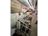 BASEMENT: CONTENTS OF BASEMENT: MACHINERY PARTS, TABLE PARTS, SEWING MACHINE PARTS, BENCH