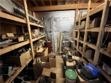 FLOOR 2: REMAINING CONTENTS IN CLOSET: MACHINE PARTS, AIR CLAMPS, SEWING MACHINE PARTS, ATTACHMENTS