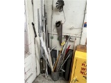 FLOOR 2: LOT: ASSORTED ROD, HAND SAWS, PIPE CLAMP, TABLE PARTS