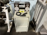 LOT: PHILLIPS MC145 MICRO STEREO SYSTEM WITH 2-SPEAKERS, JUMP ROPE & 2-DRAWER FILE CABINET