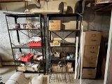 MISC. LOT: WIRE RACK, 2-FILE CABINETS, 2-STORAGE RACKS & CONTENTS