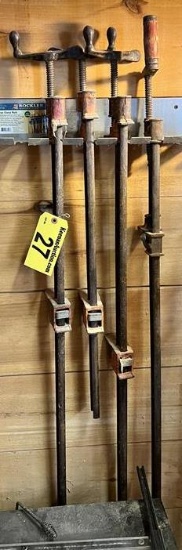 $BID PRICE X QUANTITY (4) FLAT BAR CLAMPS WITH WALL MOUNT RACK, 52" (1), 36" (2), 24" (1)