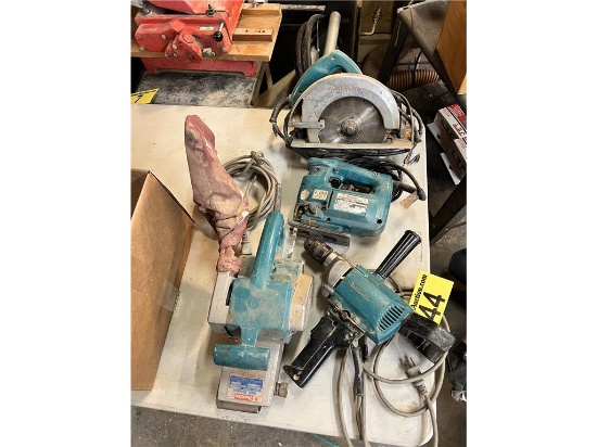 $BID PRICE X QUANTITY (4) MAKITA POWER TOOLS: BELT SANDER, JIG SAW, CIRCULAR SAW 185MM, DRILL 10MM