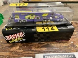 FORD JIMMY SPENCER #23 RACING TEAM HAULER IN DISPLAY CASE, 1:64 SCALE