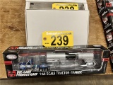 DIE-CAST PROMOTIONS BLUE & WHITE TRACTOR WITH SILVER & BLACK TANKER, 1:64 SCALE, #31732