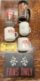 LOT OF 5-ASSORTED MUGS WITH RACING SIGN