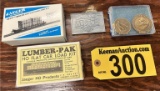 COLLECTIBLE LOT: (2) TIMBER HO FLAT CAR LOAD KITS, 2006 KUSTOM KINGS PLATE, (2) COLLECTOR COINS