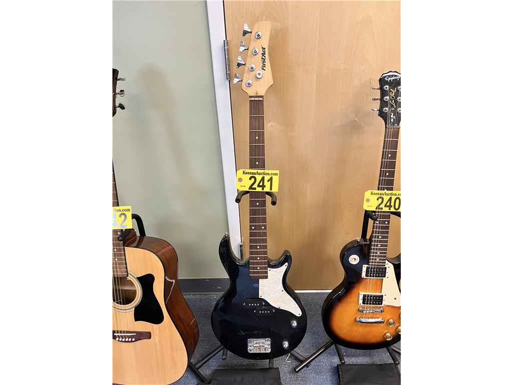 FIRST ACT BASS GUITAR, NO STRINGS, W/ STAND & Proxibid