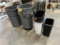 LOT OF 8-ASSORTED WASTE CANS WITH 1-DOLLY