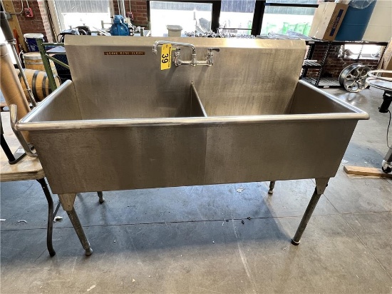 STAINLESS STEEL 2-BAY SINK, 63"W X 28"D X 40"H