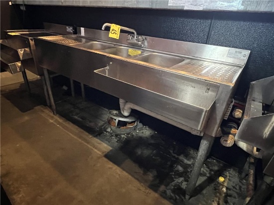 KROWNE 3-BAY STAINLESS STEEL BACK BAR SINK