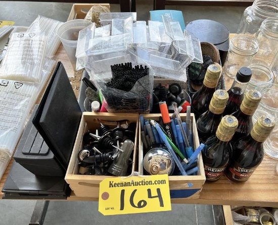 MISC. BAR LOT: POURERS, STIRRERS, MENU DISPLAYS