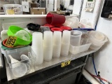 MISC. LOT OF PLASTIC WARE: STRAINERS, PITCHERS