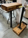 $BID PRICE X 2 - (2) WOOD BLOCK PEDESTAL BAR STANDS, 45