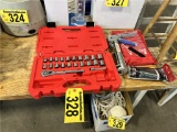 TOOL LOT: FIRE BLANKET, SOCKET SET, CAULKING GUN, GLOVES