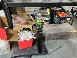 MISC. LOT OF PAINT, SUNDRIES, STEEL WOOL, BUNGEES