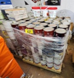 PALLET OF APPROX. (180) 1-GAL. CANS OF ASSORTED PAINTS & STAINS