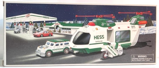 2001 HESS HELICOPTER WITH MOTORCYCLE AND CRUISER