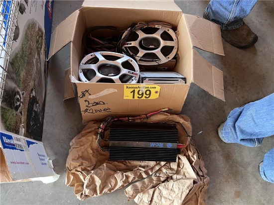 LOT: SONY CAR STEREO, 2-POLK MOMO CAR SPEAKERS, TEC-M 4X40W AMPLIFIER