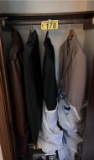 LOT: LEATHER LOOK SIZE 46 JACKET W/ (3) 2-PC SUITS, SIZES 50R & 44R