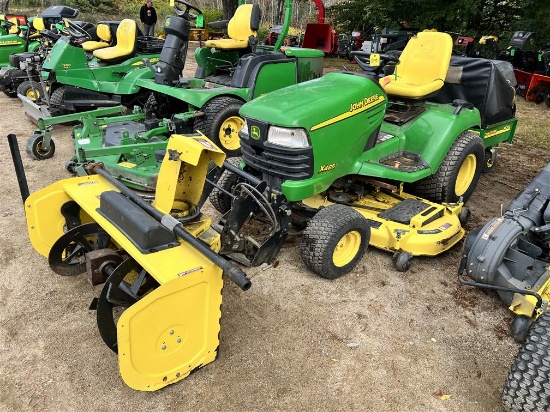 JOHN DEERE X485 RIDING LAWN TRACTOR, 847.5 HOURS, MC519 BAGGER, DRIVE SHAFT, JOHN DEERE 47