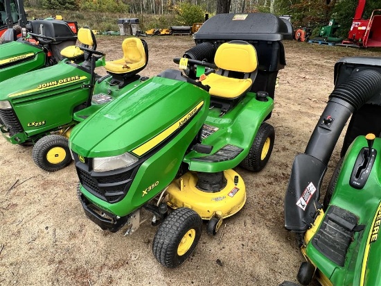 JOHN DEERE X350 RIDING LAWN TRACTOR, 42" MOWER DECK, 192 HOURS, DUAL BAGGER