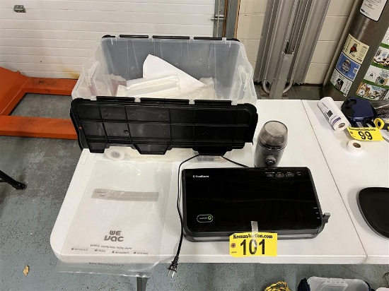 FOODSAVER VACUUM SEALER W/ BAGS, COFFEE GRINDER