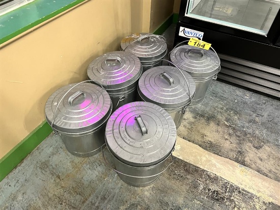 (6) GALVANIZED CANS W/ LIDS